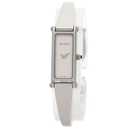 Gucci 1500l Square Face Bangle Watch SS Ladies