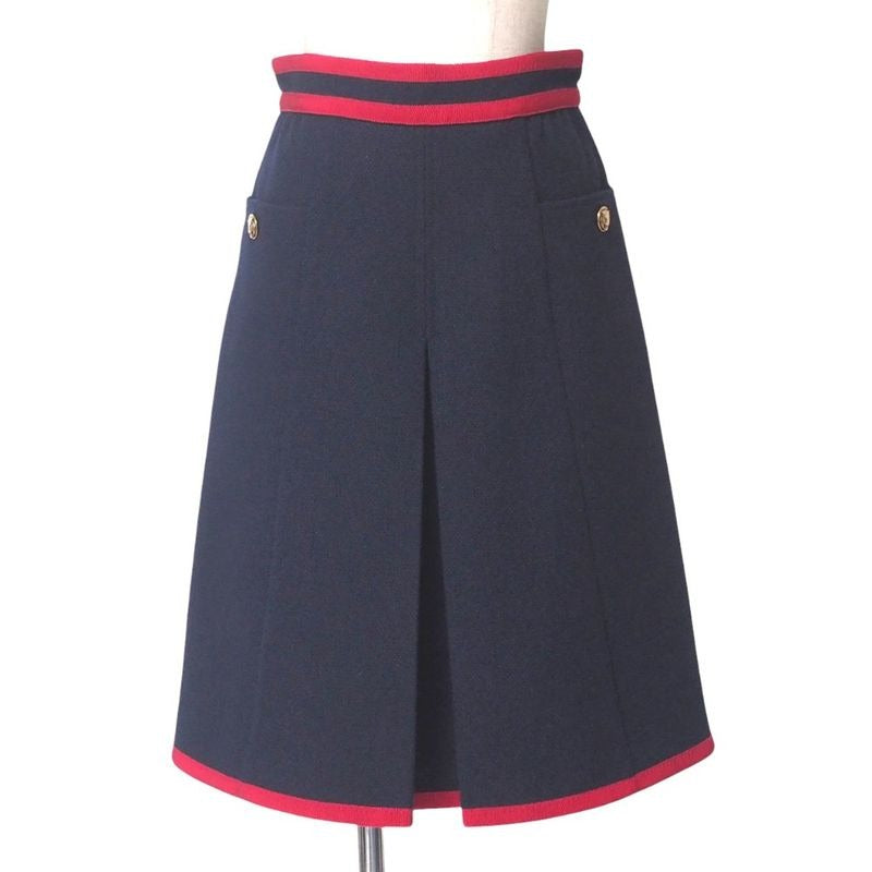 Gucci Skirt Size 36 Michele Period Bicolor Taiga Button Inverted Pleated