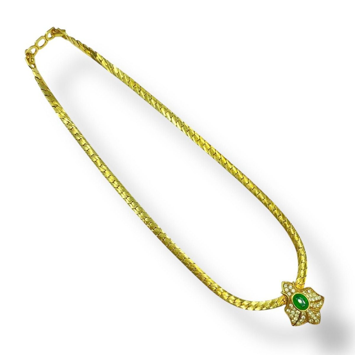Dior Stone Necklace Gold Green