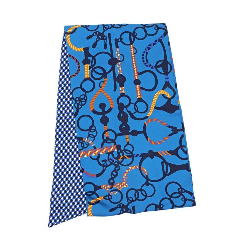 Hermes Maxi Twill - Molle Etres Blue - Orange Yellow Blue Silk Scarf