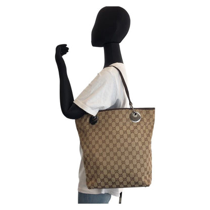Gucci Beige Brown GG Canvas/leather 120336 Tote Bag Shoulder Bag Ladies 604731