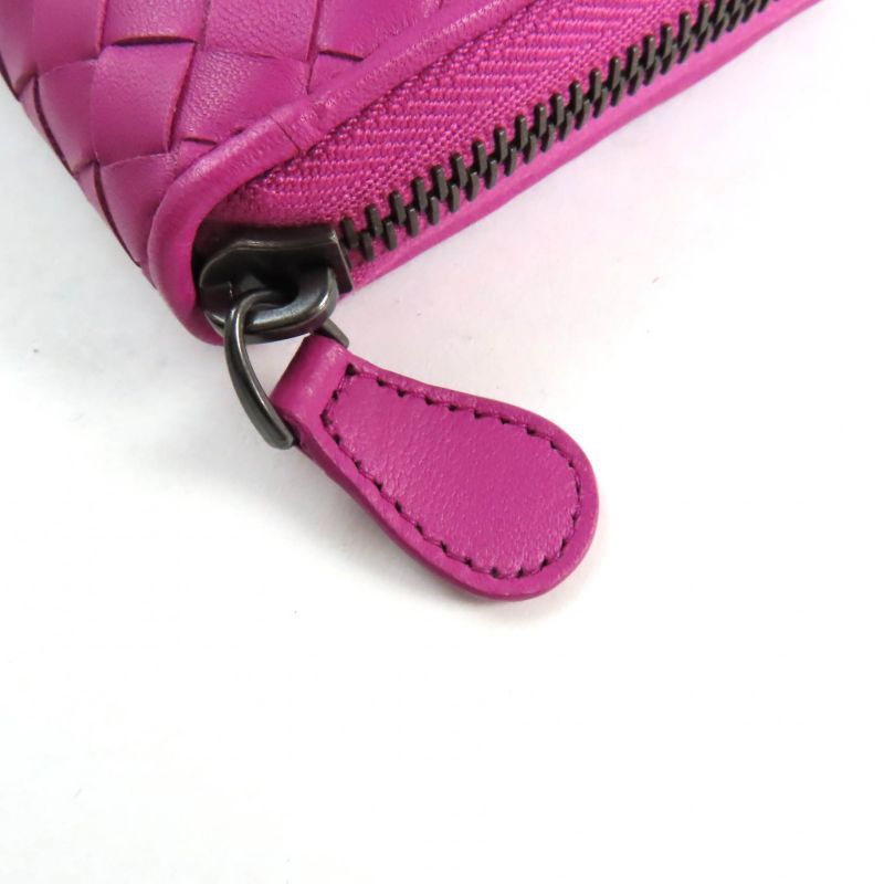 Bottega Veneta 114076 Intrecciato Round Zip Leather Long Wallet