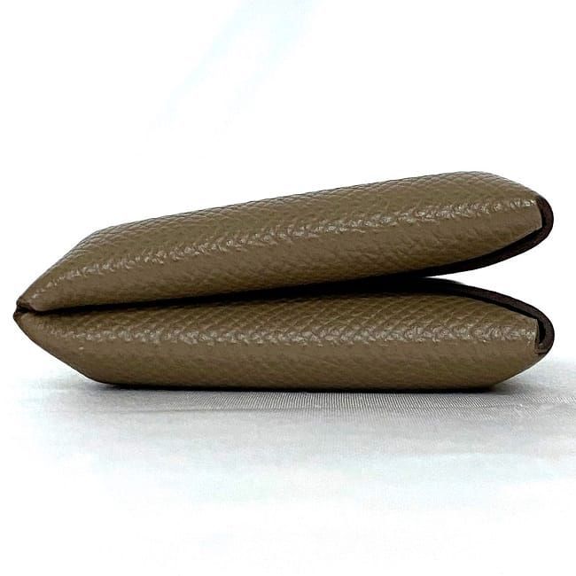 Hermes Card Case Calvi Beige Etoupe F20535 Excellent Condition