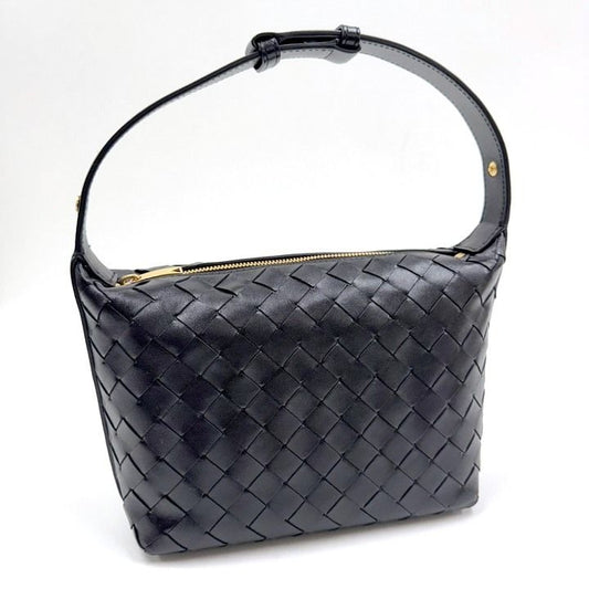 Bottega Veneta Mini Wallace Shoulder Bag Intrecciato Leather Black