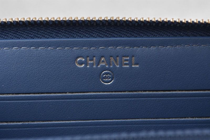 Chanel Wallet Fold Chanel Wallet A81973 Coco Mark Deauville Blue Tweed