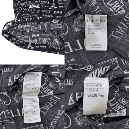 Balenciaga Blouse All Over Pattern 34 Sizes Black White Silk Long