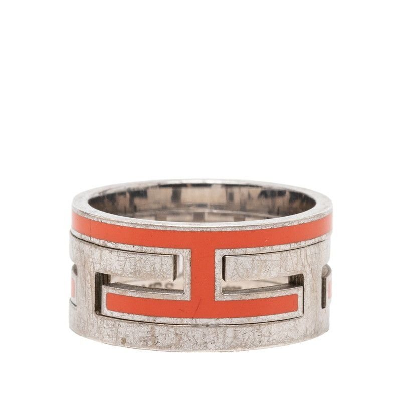 Hermes Moubouche Ring 54 Silver Orange