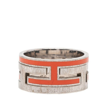 Hermes Moubouche Ring 54 Silver Orange