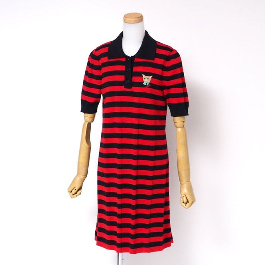 Gucci Dress Size M Knit Short Sleeves Striped Embroidery