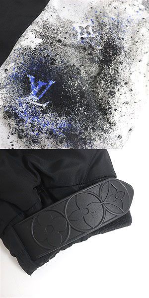 20SS Louis Vuitton 1a63fq Monogram Spray WZIP Padded Blouson Jacket Black×blue