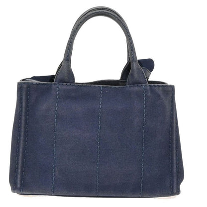 Prada Canapa 2WAY Shoulder Handbag Canvas Blue 86ka843