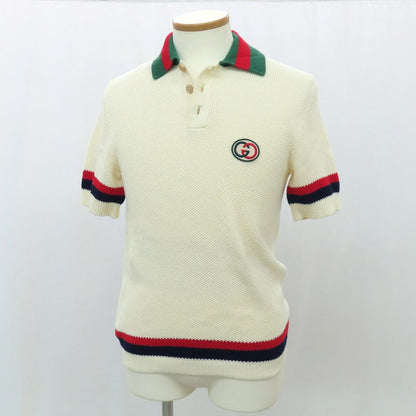 Gucci Knit Polo T-shirt 739954 Short Sleeve Collar Ivory - S Size