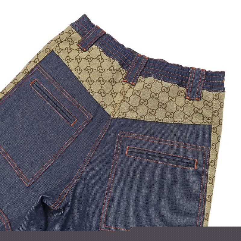 Gucci Bermuda Pants Denim GG Canvas 38 Blue 743203 Women's Apparel