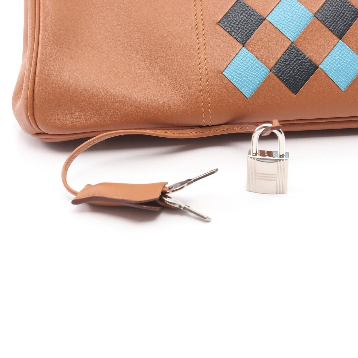 Hermes Handbag Birkin 30 Tresage Gold Bleu D'honoru Leather — view 6