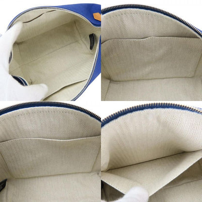 Hermes Pouch Bride-a-black PM Cotton Navy Green Silver Hardware Everyday Use