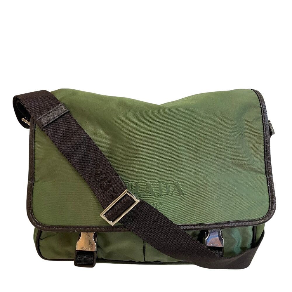 Prada Messenger Bag Crossbody Logo Triangle Plate Nylon Car Key