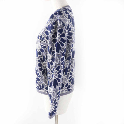 CHANEL P63038 Coco Mark And Floral Pattern Openwork Knit Cardigan With Coco
