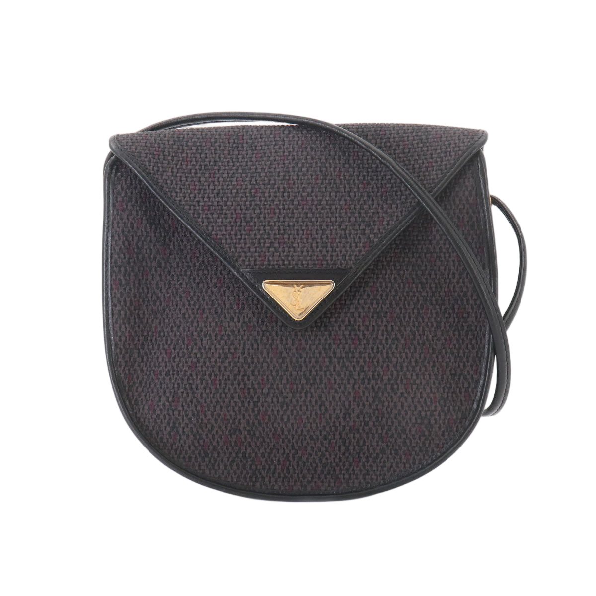 Saint Laurent Shoulder Bag Leather Gray Black Gold Vintage