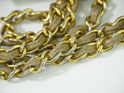 Authentic Chanel Matelasse Coco Mark Chain Shoulder Bag Lambskin Leather Beige