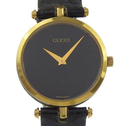Gucci Sherry Line Gold Plated Quartz Analog Display Black Dial Watch