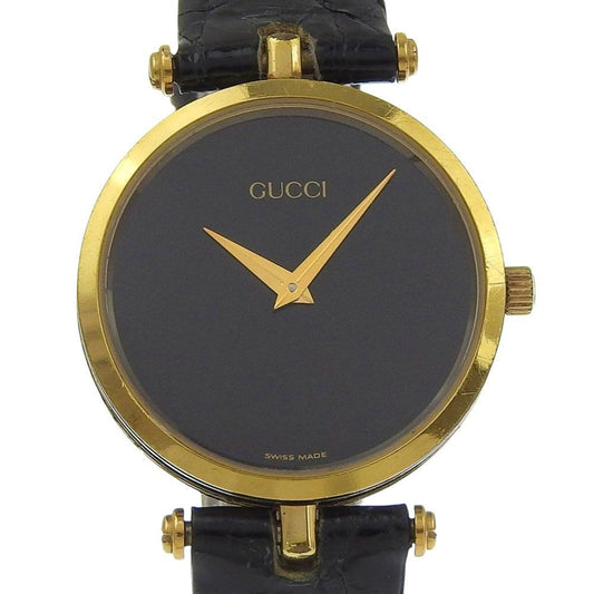 Gucci Sherry Line Gold Plated Quartz Analog Display Black Dial Watch