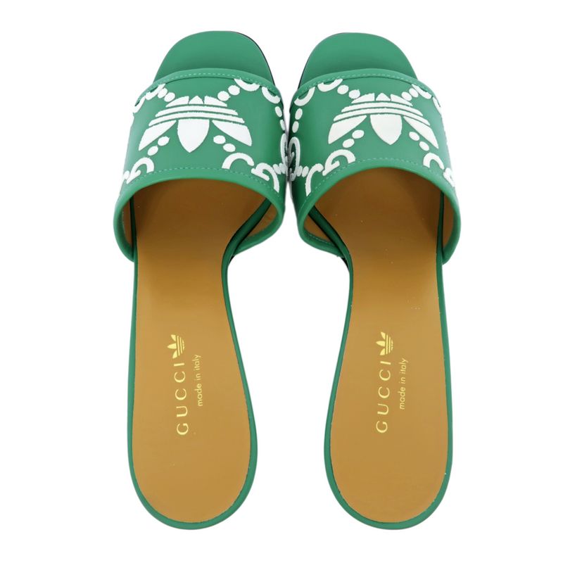 Gucci Adidas Collaboration Sandals Green 722445 Size 40 Mule Heel