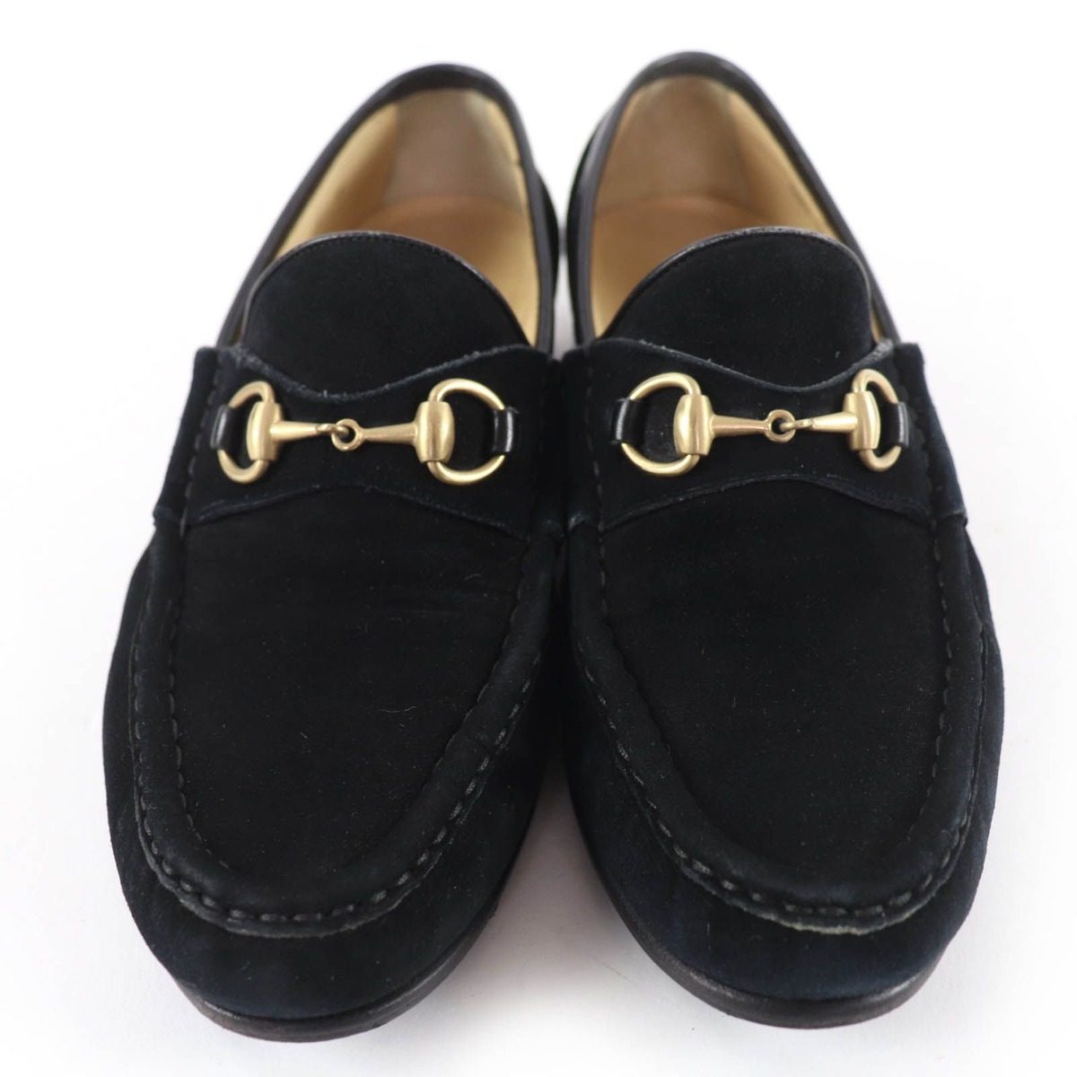 Gucci Vintage Horsebit Suede Leather Loafers Black Gold 6 — view 3