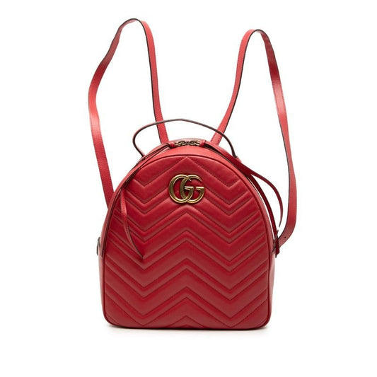 Gucci GG Marmont Backpack Red Leather