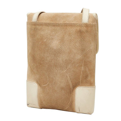 Loewe Anagram Crossbody Shoulder Bag Beige White Suede Leather Women's Loewe