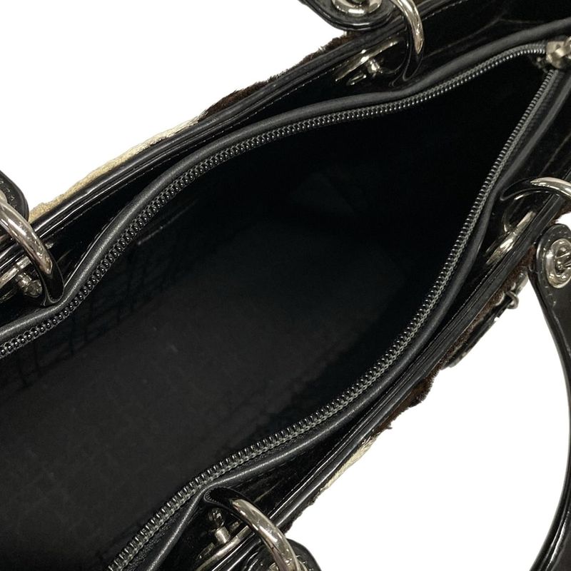 Dior/christian Dior Handbag Lady Dior Large Bag Dark Brown X White X Black