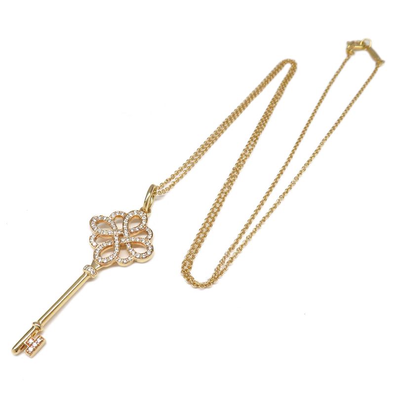 Tiffany & Co Necklace Knot Key Pendant Diamond Au75pg 18K Pink Gold