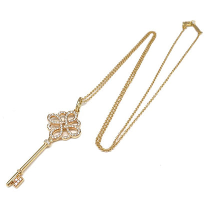 Tiffany & Co Necklace Knot Key Pendant Diamond Au75pg 18K Pink Gold
