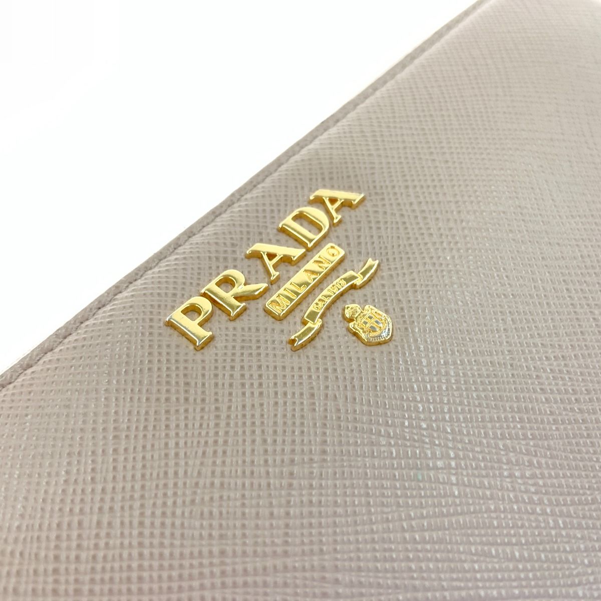 Prada Saffiano Leather Wallet Round Zipper Long Wallet 1ml506 Beige