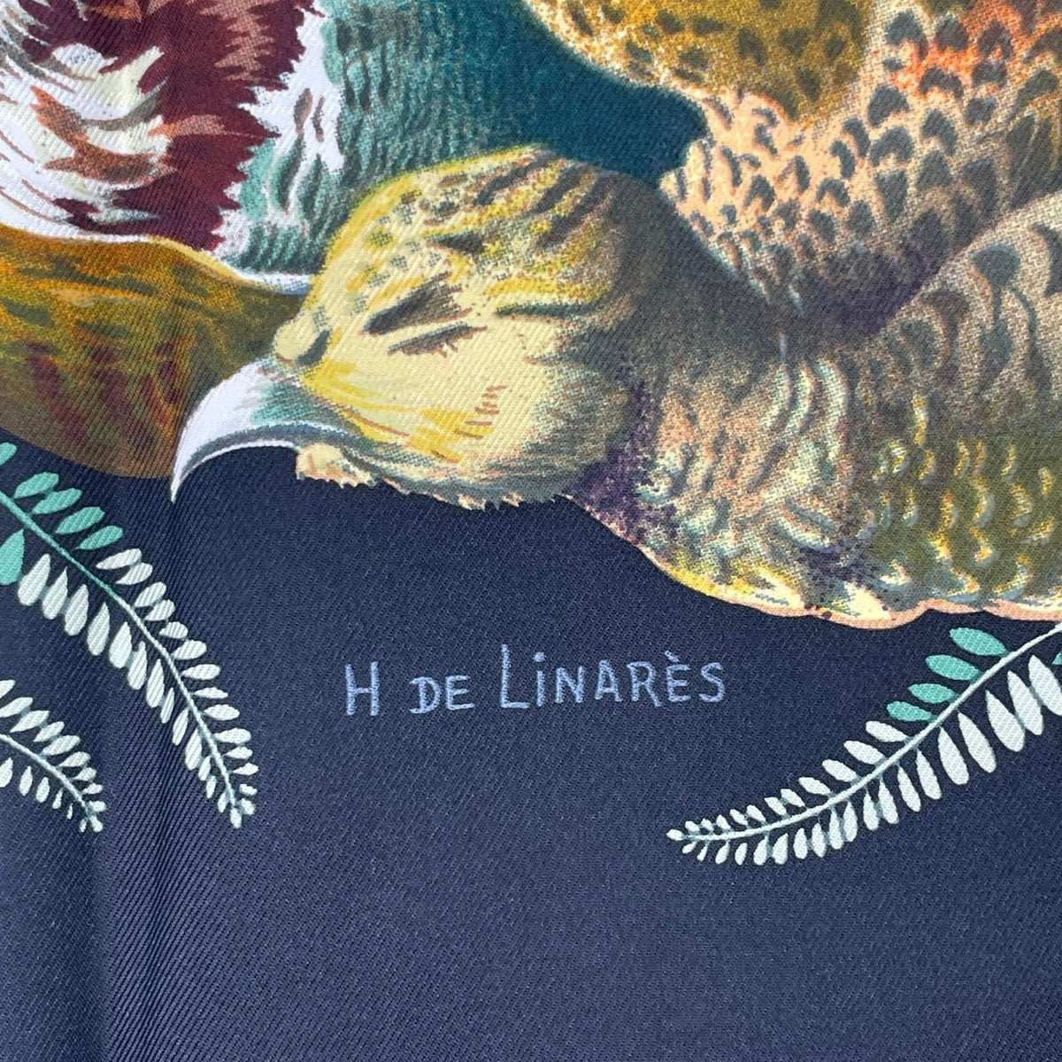 Hermes Scarf Carre 90 Gibiers Henri de Linares Hunting Birds and Beasts Brown — view 6