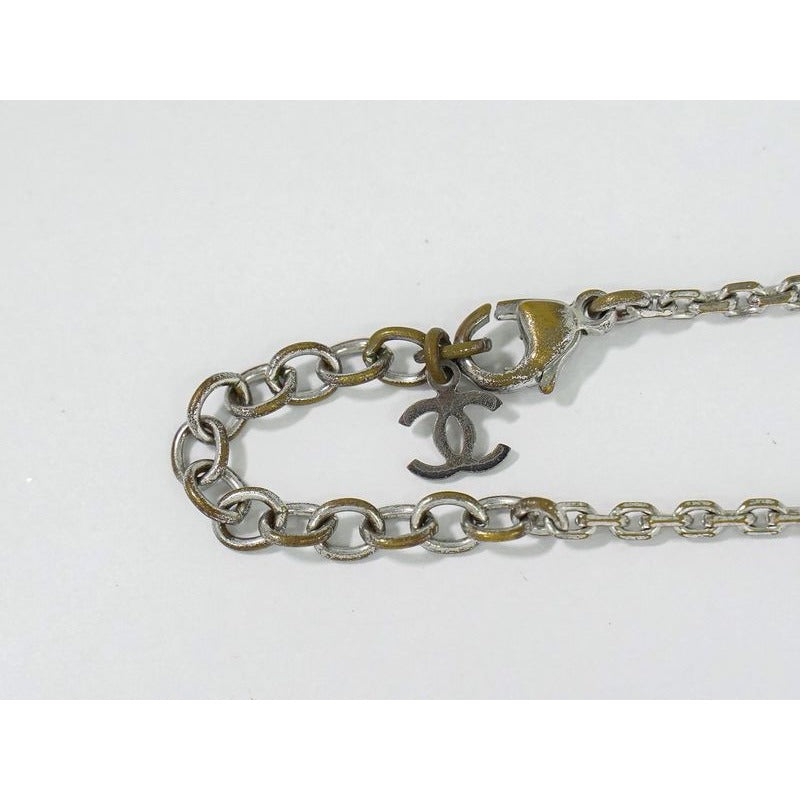 Chanel Coco Mark Necklace Pendant Plastic Metal Silver Hardware Clear — view 3