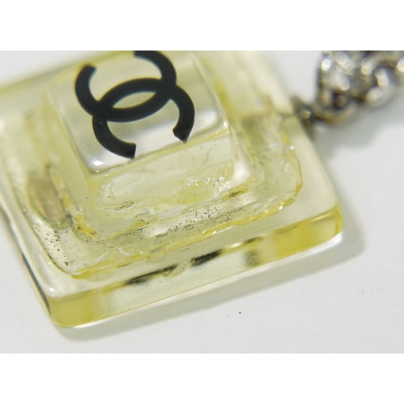 Chanel Coco Mark Necklace Pendant Plastic Metal Silver Hardware Clear — view 6