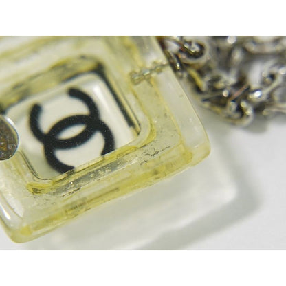 Chanel Coco Mark Necklace Pendant Plastic Metal Silver Hardware Clear — view 7