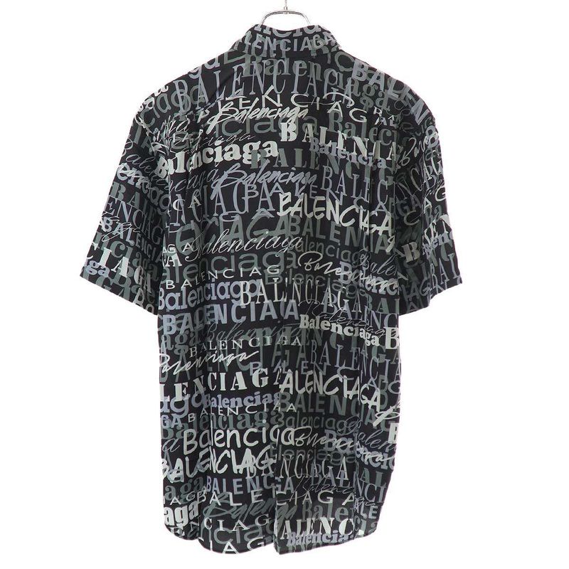 Balenciaga 19ss Logo Silk Shirt 556854 Black 37