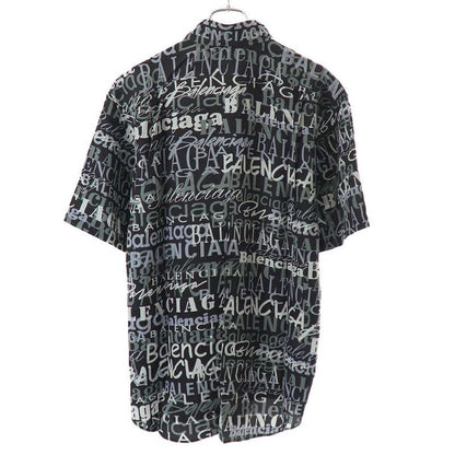 Balenciaga 19ss Logo Silk Shirt 556854 Black 37