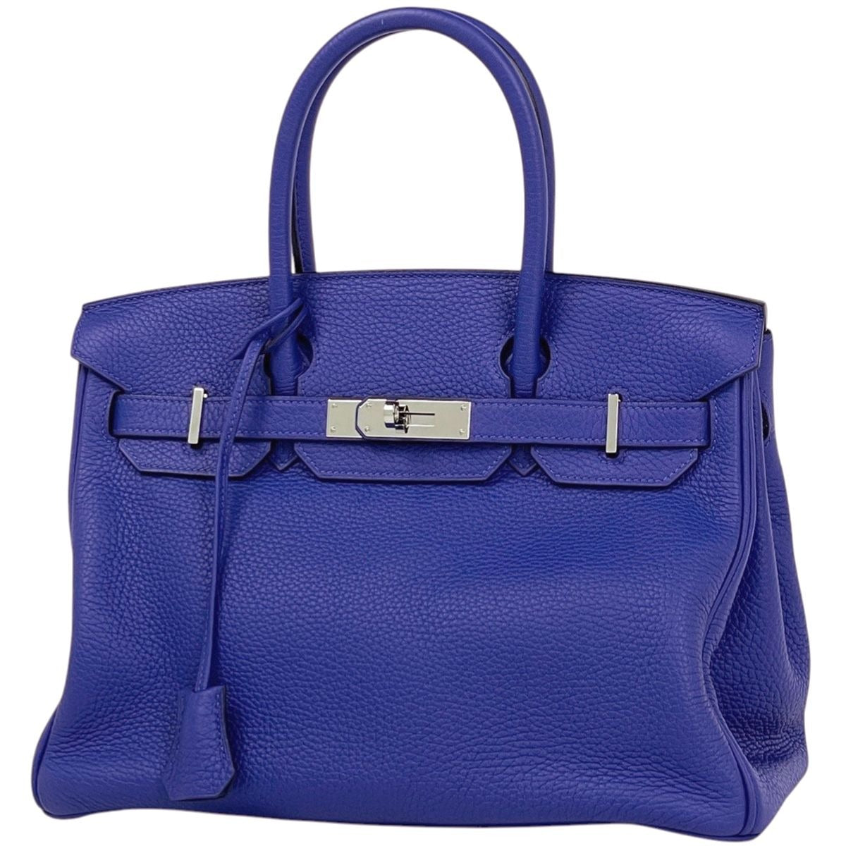 Hermes Birkin 30 Handbag Taurillon Clemence Blue Electric