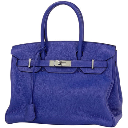 Hermes Birkin 30 Handbag Taurillon Clemence Blue Electric