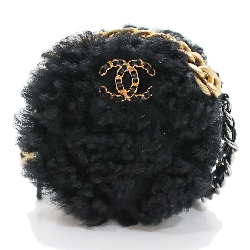Chanel Round Boa Shoulder Bag Chanel 19 Black Ap0945 Gold Chain Round