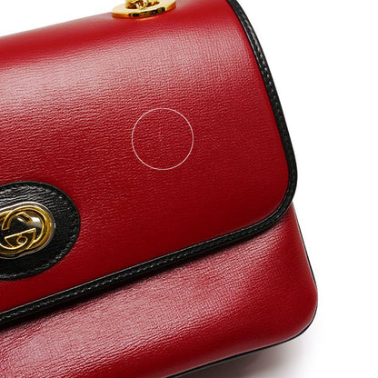 Gucci Chain Shoulder Bag 576421 Leather Red And Black Storage With Bag