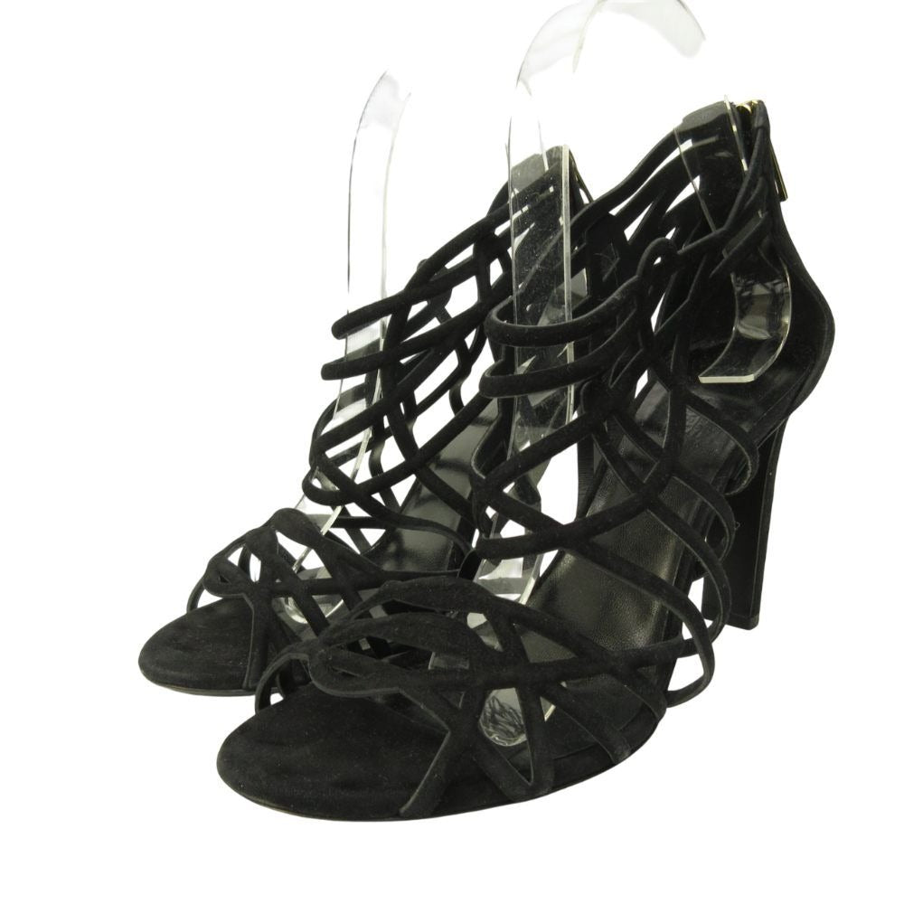 Hermes Sandals Shoes High Heels Suede 37 Black