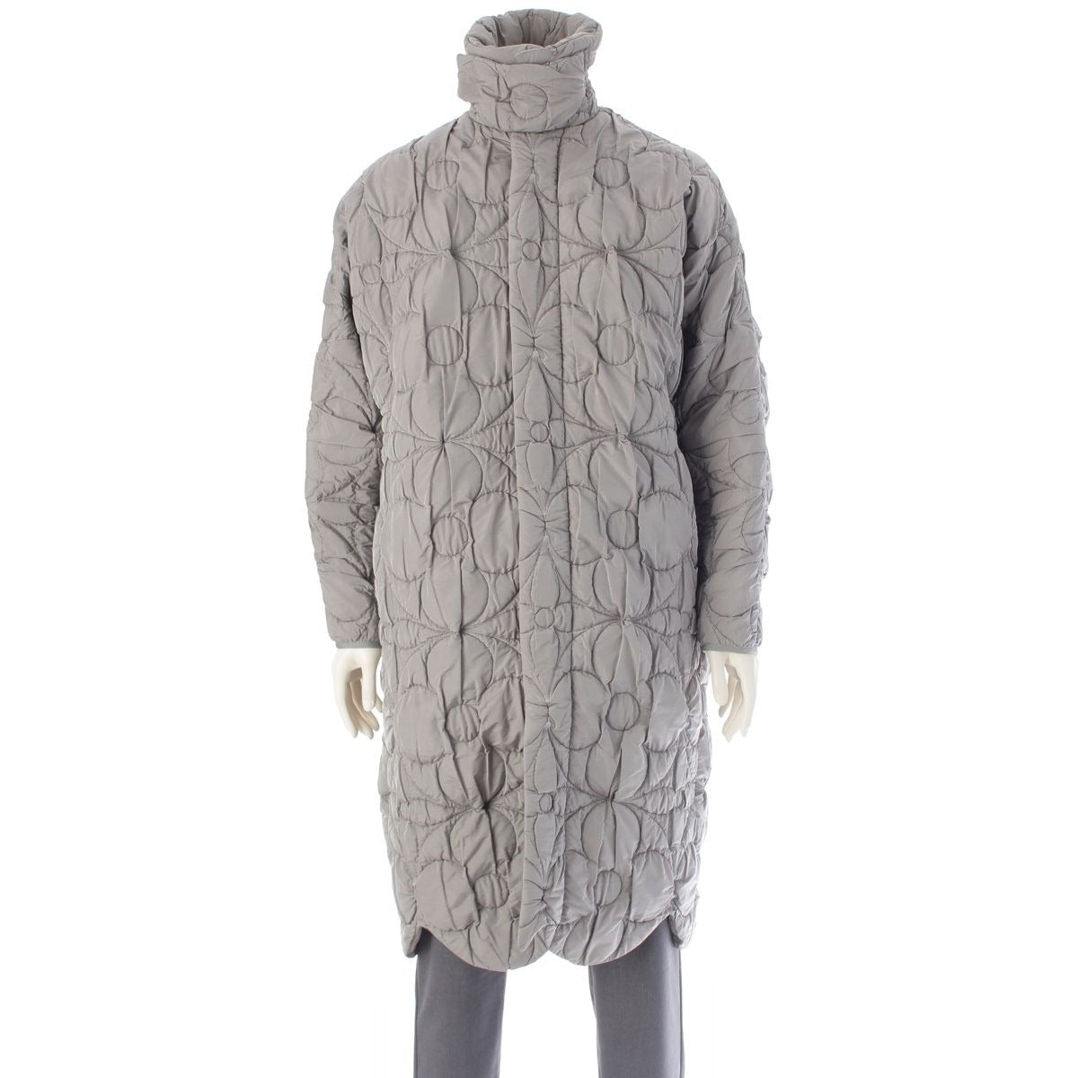 Louis Vuitton Monogram Flower Quilted Long Coat Gray XS