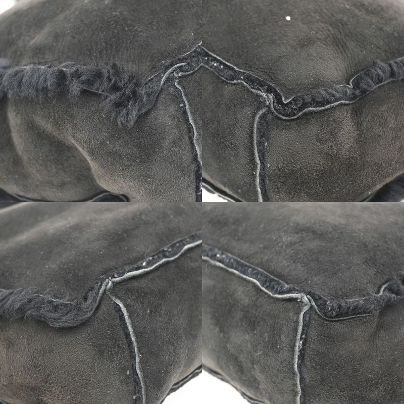 Chanel Handbag Logo Fur Bag Black Leather 34ka824