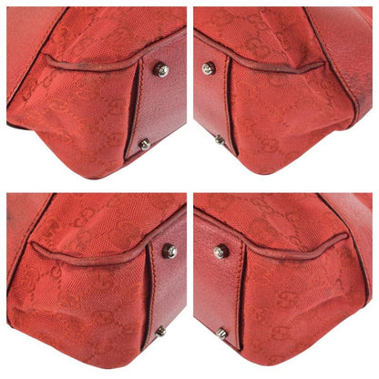 Gucci Red GG Canvas/leather 113011 Tote Shoulder Bag Women 5048565