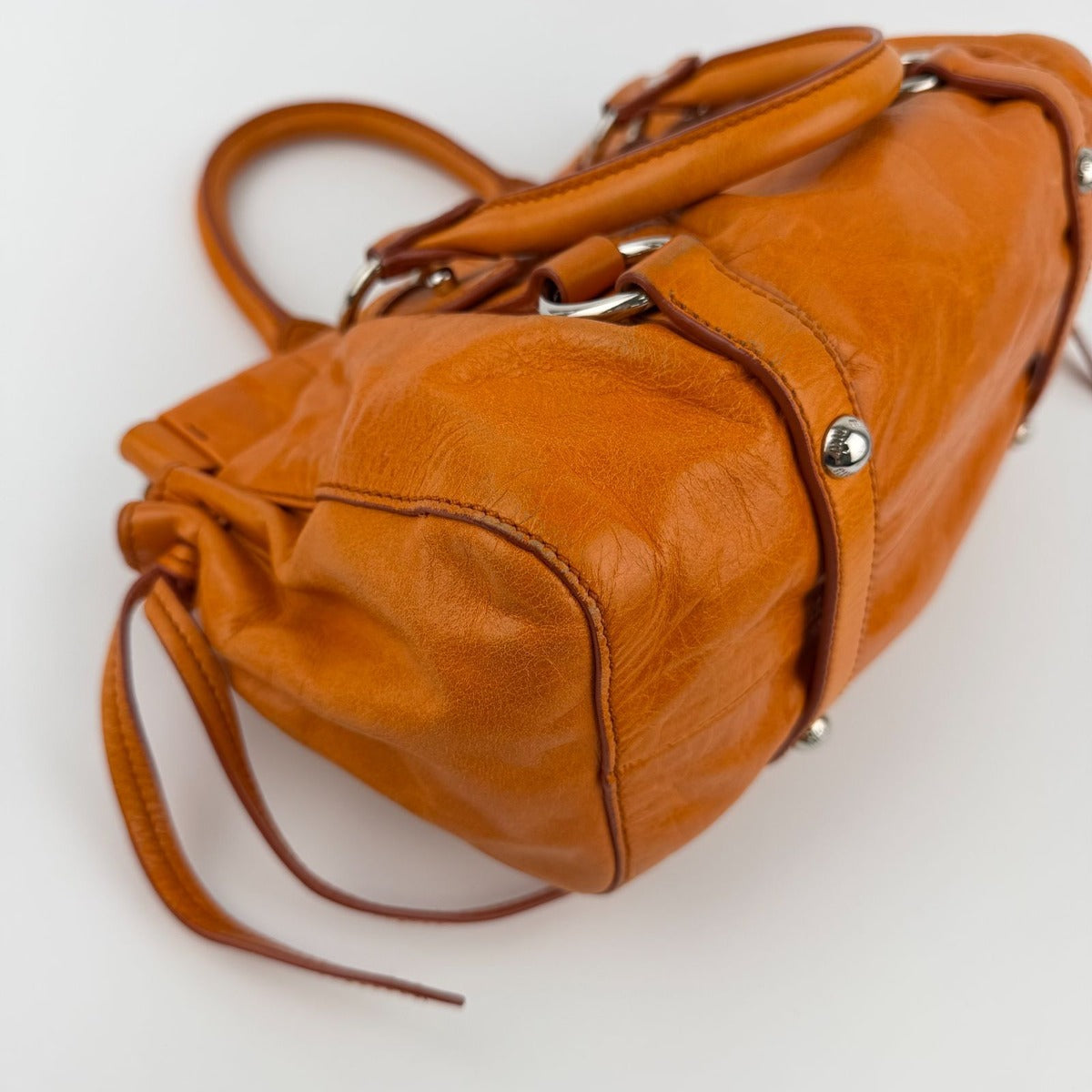 Miu Miu Shoulder Bag Orange Leather Vintage — view 11