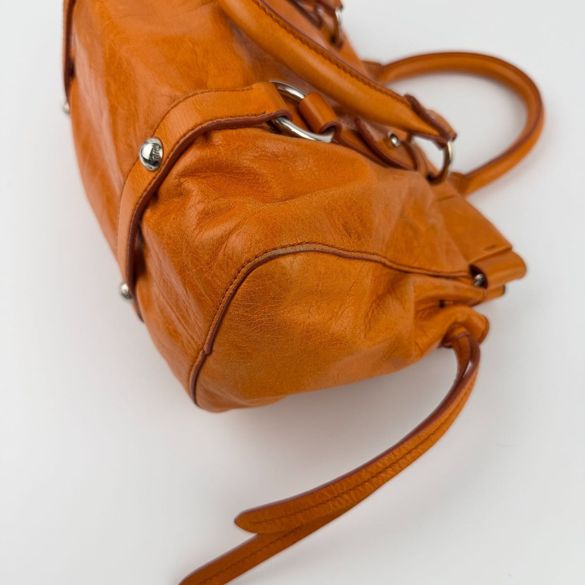 Miu Miu Shoulder Bag Orange Leather Vintage — view 12