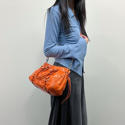Miu Miu Shoulder Bag Orange Leather Vintage